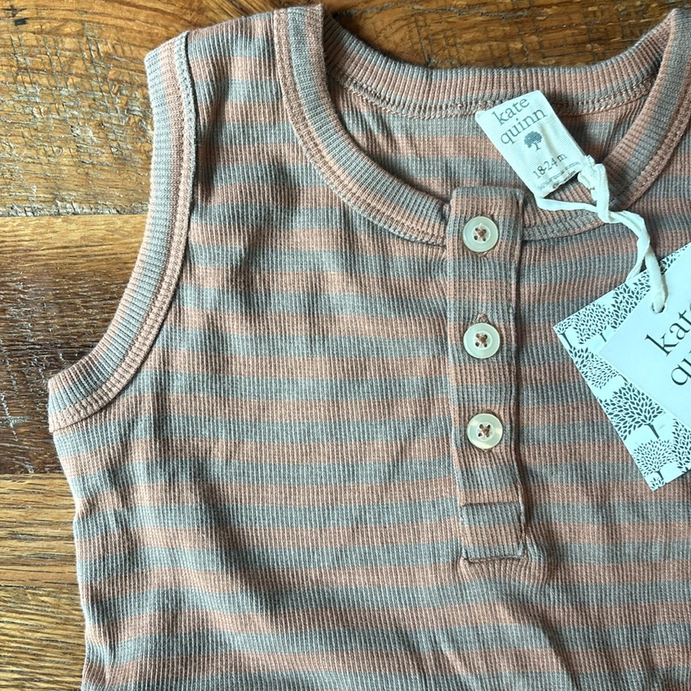 Kate Quinn stripe Peplum onesie NWT 18-24 months - Picture 2 of 6